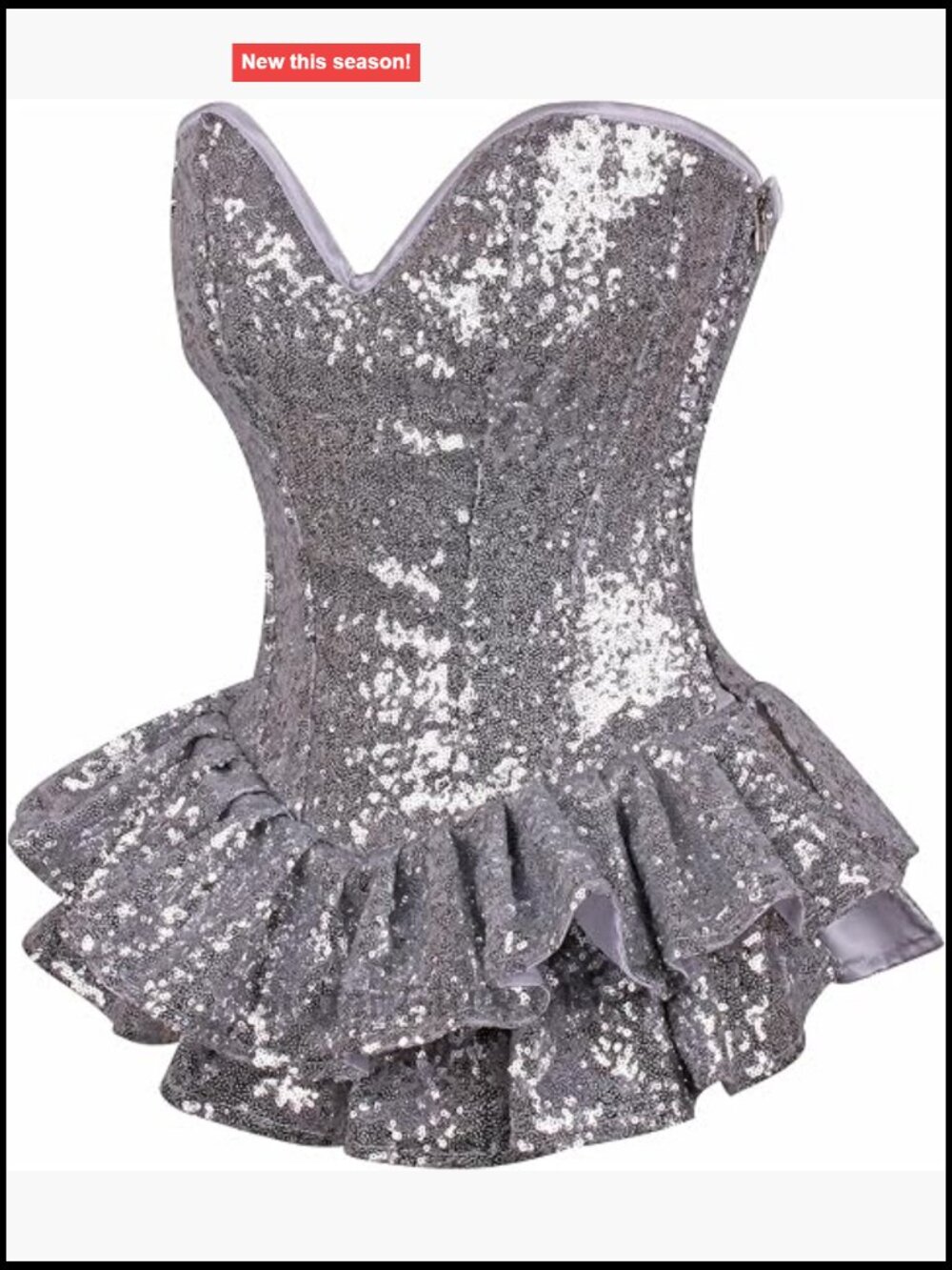 Sequin Steel Boned Mini Corset Dress Sweetheart Neck Lace Up Back